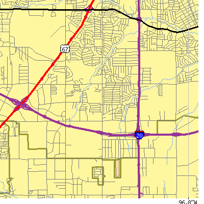 Zip code 75232 close-up map