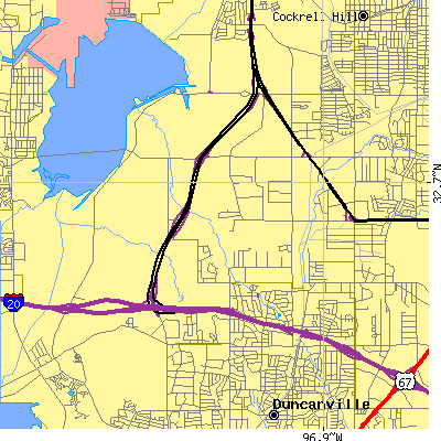 Zip code 75236 close-up map