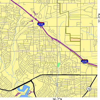 Zip code 75238 close-up map