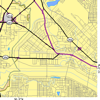 Zip code 75247 close-up map