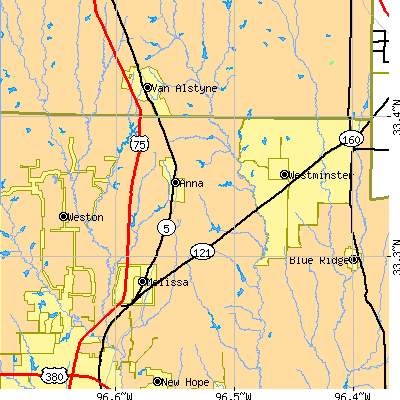 Zip code 75409 close-up map