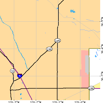 Zip code 93624 close-up map