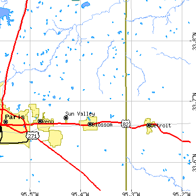 Zip code 75416 close-up map