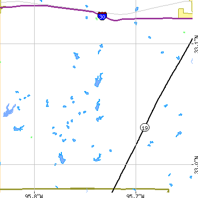Zip code 75420 close-up map