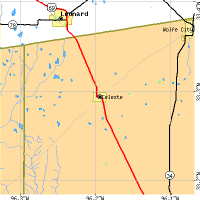 Zip code 75423 close-up map