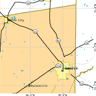 Zip code 75428 close-up map