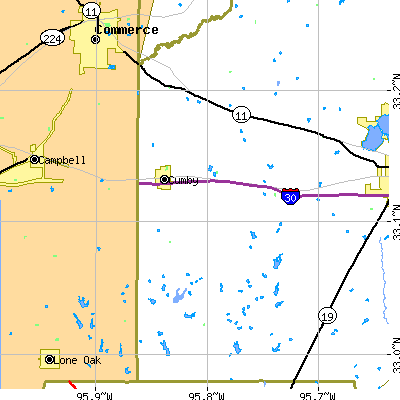 Zip code 75433 close-up map