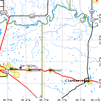 Zip code 75436 close-up map