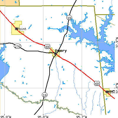 Zip code 75440 close-up map
