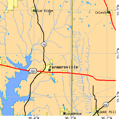Zip code 75442 close-up map