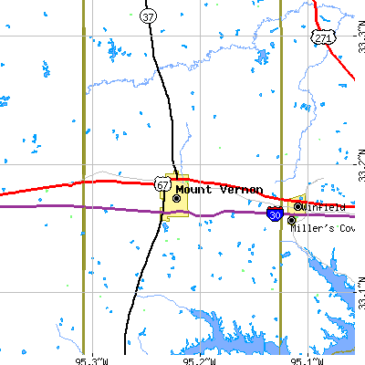 Zip code 75457 close-up map