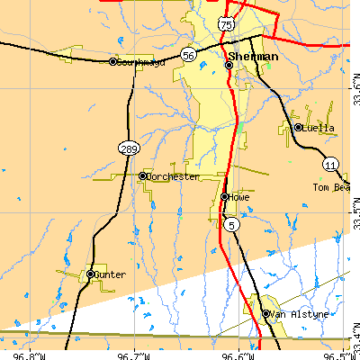 Zip code 75459 close-up map