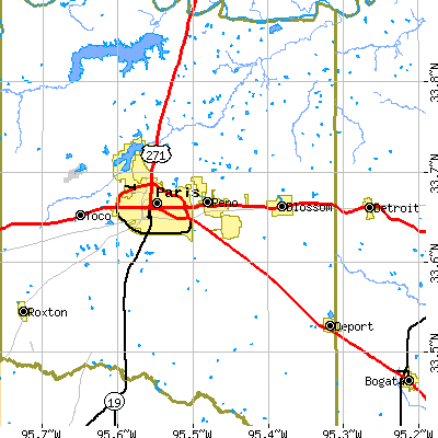 Zip code 75462 close-up map