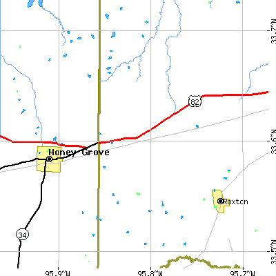 Zip code 75470 close-up map