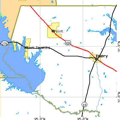 Zip code 75472 close-up map