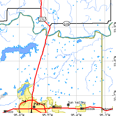 Zip code 75473 close-up map