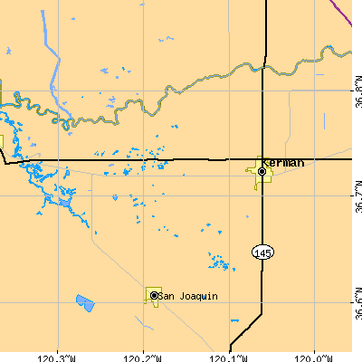 Zip code 93630 close-up map