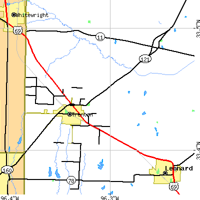 Zip code 75490 close-up map