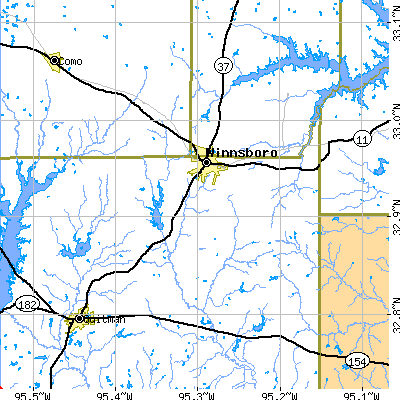 Zip code 75494 close-up map