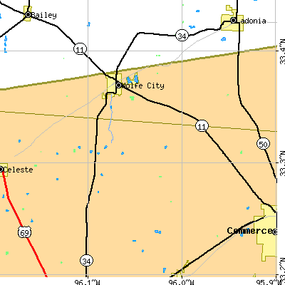 Zip code 75496 close-up map