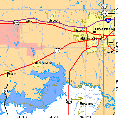 Zip code 75501 close-up map