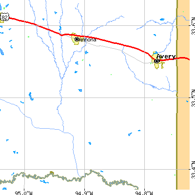 Zip code 75550 close-up map