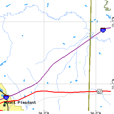 Zip code 75558 close-up map