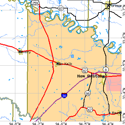 Zip code 75559 close-up map