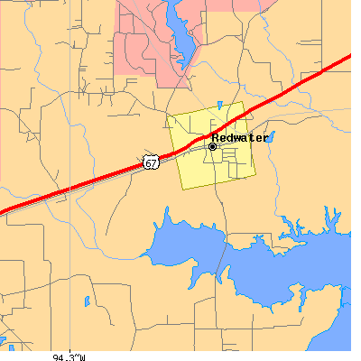 Zip code 75573 close-up map