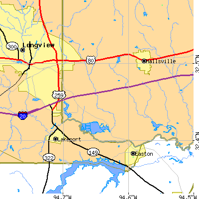 Zip code 75602 close-up map