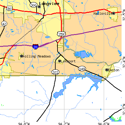 Zip code 75603 close-up map