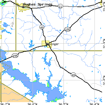 Zip code 75630 close-up map