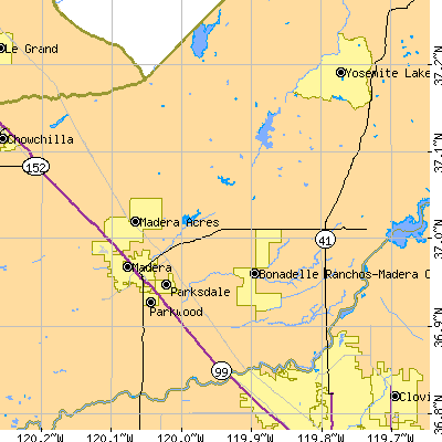 Zip code 93638 close-up map