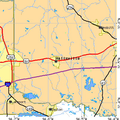 Zip code 75650 close-up map