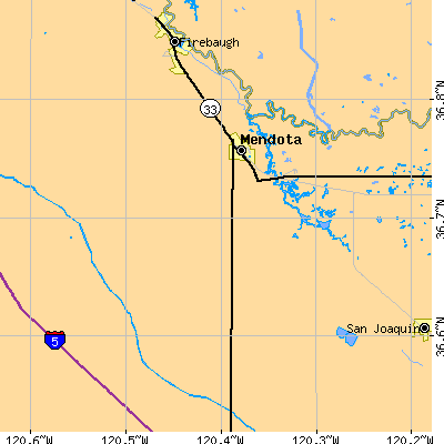 Zip code 93640 close-up map
