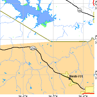 Zip code 75651 close-up map