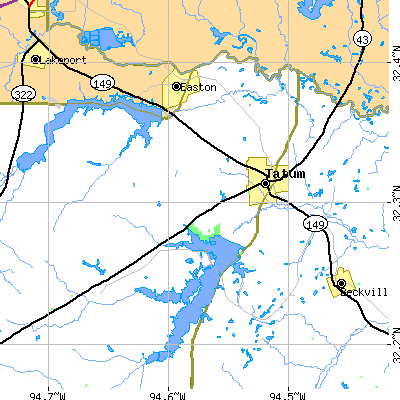 Zip code 75691 close-up map