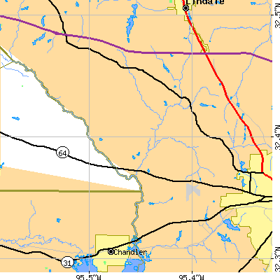 Zip code 75704 close-up map