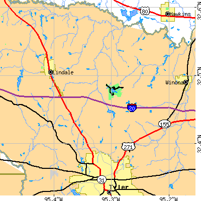 Zip code 75706 close-up map