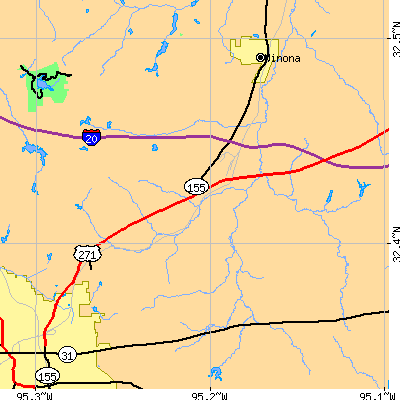 Zip code 75708 close-up map
