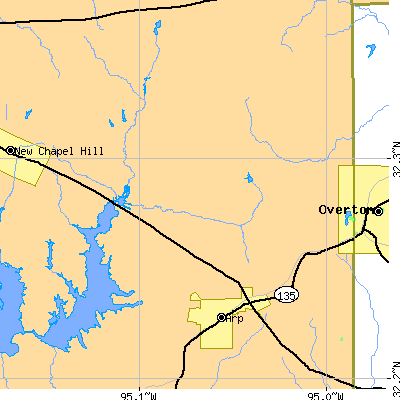 Zip code 75750 close-up map