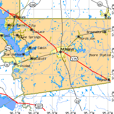 Zip code 75751 close-up map