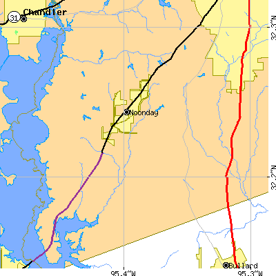 Zip code 75762 close-up map