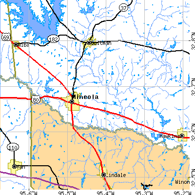 Zip code 75773 close-up map