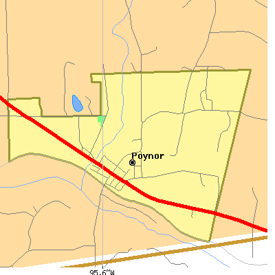 Zip code 75782 close-up map