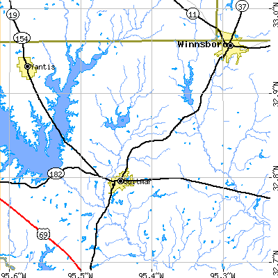 Zip code 75783 close-up map