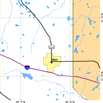 Zip code 75790 close-up map