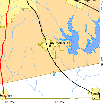 Zip code 75791 close-up map