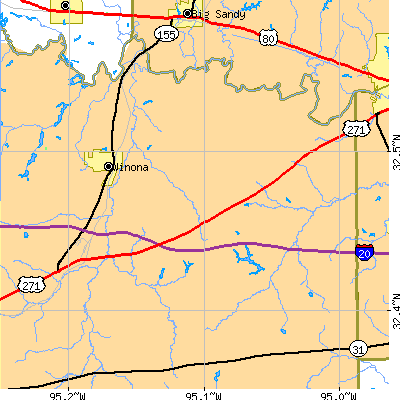 Zip code 75792 close-up map