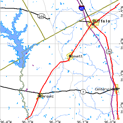 Zip code 75846 close-up map